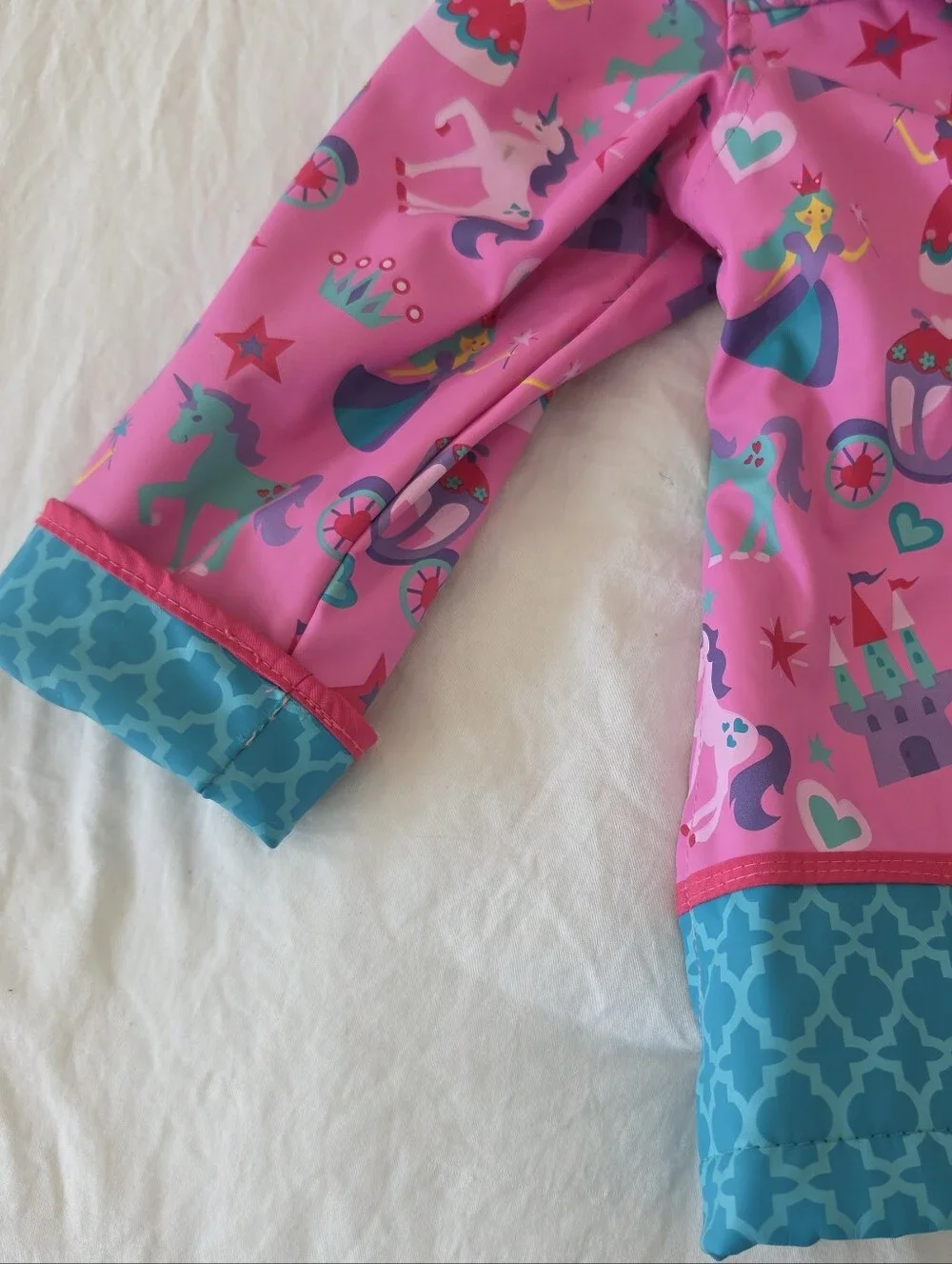 Stephen Joseph Kids Pink Hooded Raincoat Jacket in the Princess Pattern 2T